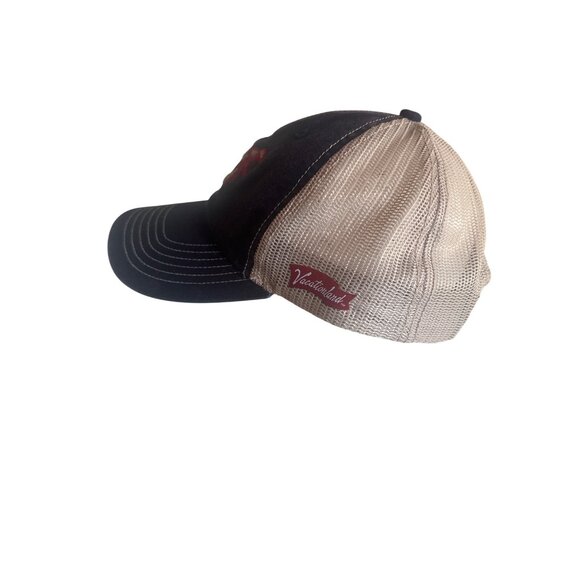 Lobster Embroidered Navy Blue & Beige Mesh Trucker Hat Adjustable - Picture 3 of 5